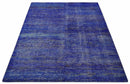 Blue and Charcoal Modern Abstract Hand knotted 8x10 Art Silk Area Rug