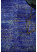 Blue and Charcoal Modern Abstract Hand knotted 8x10 Art Silk Area Rug