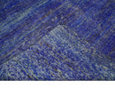 Blue and Charcoal Modern Abstract Hand knotted 8x10 Art Silk Area Rug