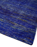 Blue and Charcoal Modern Abstract Hand knotted 8x10 Art Silk Area Rug