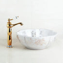 GobekUsa Hand Painted Ceramic Vessel Sink Set with Golden Teapot Spout Faucet