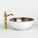 GobekUsa Hand Painted Ceramic Vessel Sink Set with Golden Teapot Spout Faucet