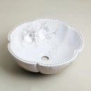 GobekUsa Hand Painted Ceramic Vessel Sink Set with Golden Teapot Spout Faucet
