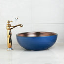 GobekUsa Hand Painted Ceramic Vessel Sink Set with Golden Teapot Spout Faucet