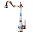 GobekUsa Brass Porcelain Kitchen Faucet, Chrome Finish Swivel Basin Sink Mixer