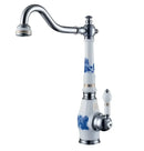 GobekUsa Brass Porcelain Kitchen Faucet, Chrome Finish Swivel Basin Sink Mixer