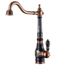 GobekUsa Brass Porcelain Kitchen Faucet, Chrome Finish Swivel Basin Sink Mixer
