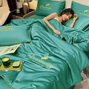GobekUsa Embroidered Ice Silk Summer Quilt Set with Pillowcases