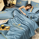 GobekUsa Embroidered Ice Silk Summer Quilt Set with Pillowcases