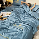 GobekUsa Embroidered Ice Silk Summer Quilt Set with Pillowcases