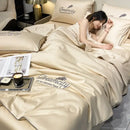GobekUsa Embroidered Ice Silk Summer Quilt Set with Pillowcases