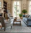 Beige Blue Gray Wool Hand Knotted Area Rug - Antique Distressed Traditional Style by The Rug Decor