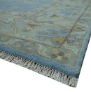 Blue and Gray Hand knotted Oriental Oushak 9x12 wool Area Rug by The Rug Decor