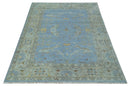 Blue and Gray Hand knotted Oriental Oushak 9x12 wool Area Rug by The Rug Decor