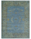 Blue and Gray Hand knotted Oriental Oushak 9x12 wool Area Rug by The Rug Decor