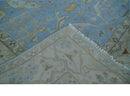 Blue and Gray Hand knotted Oriental Oushak 9x12 wool Area Rug by The Rug Decor
