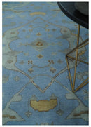 Blue and Gray Hand knotted Oriental Oushak 9x12 wool Area Rug by The Rug Decor
