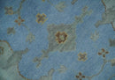 Blue and Gray Hand knotted Oriental Oushak 9x12 wool Area Rug by The Rug Decor