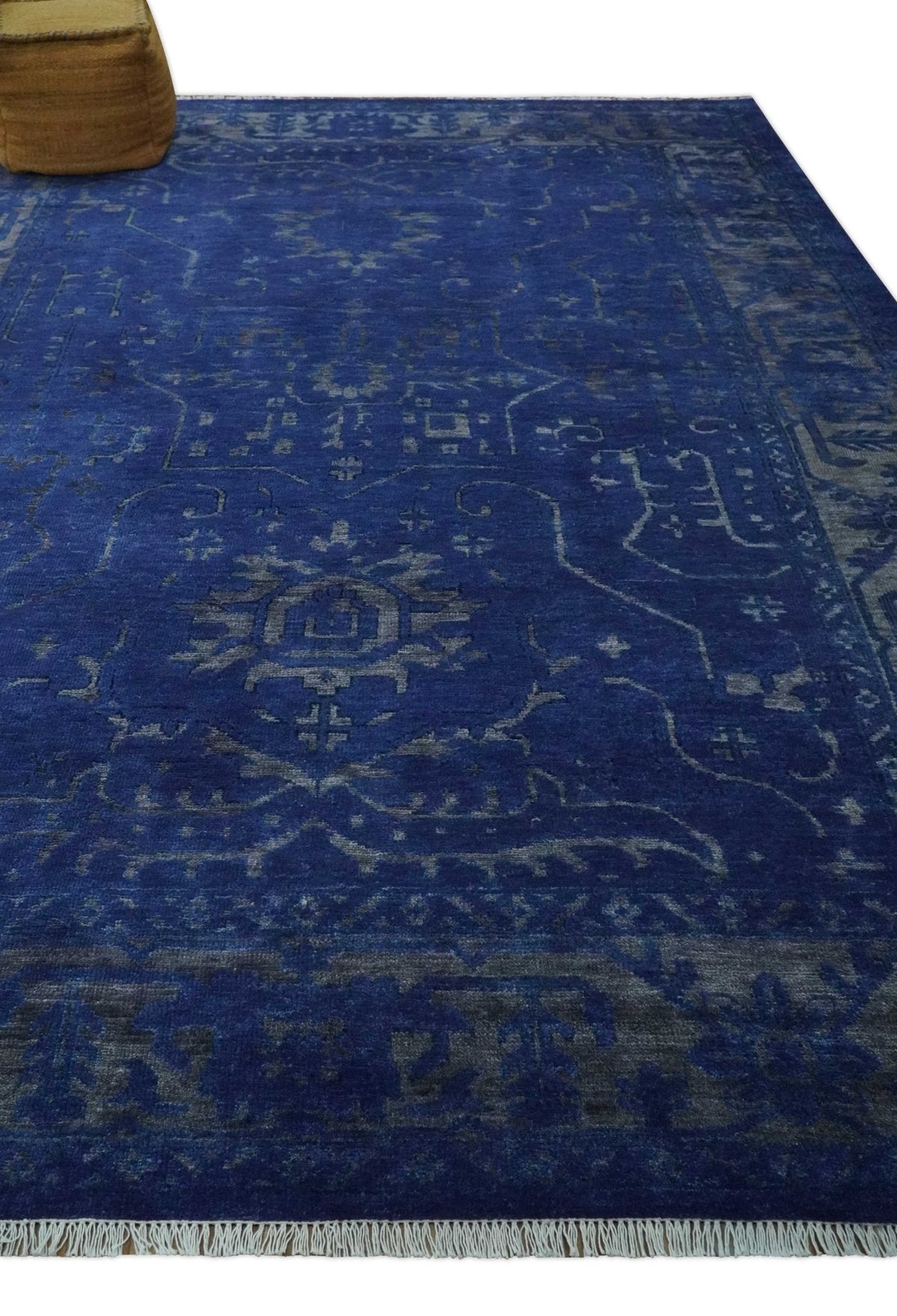 Blue and Gray Hand Knotted Wool Area Rug Oriental Oushak Style, photo 3 of 12