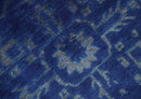 Blue and Gray Hand knotted Oriental Oushak Multi Size wool Area Rug