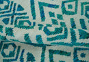 Blue and Ivory 5.6x8 Traditional Ikat design Hand Knotted wool area rug