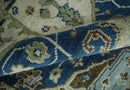 Hand Knotted Wool Area Rug Traditional Blue Ivory Olive Heriz Medallion Persian Style by The Rug Decor