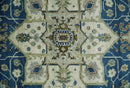 Hand Knotted Wool Area Rug Traditional Blue Ivory Olive Heriz Medallion Persian Style by The Rug Decor