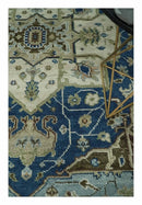 Hand Knotted Wool Area Rug Traditional Blue Ivory Olive Heriz Medallion Persian Style by The Rug Decor