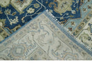 Hand Knotted Wool Area Rug Traditional Blue Ivory Olive Heriz Medallion Persian Style by The Rug Decor