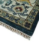 Blue and Ivory Wool Area Rug - Hand Knotted Turkish Medallion by The Rug Decor