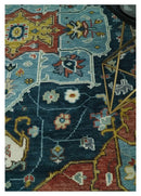 Blue and Ivory Wool Area Rug - Hand Knotted Turkish Medallion by The Rug Decor