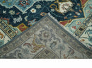 Blue and Ivory Wool Area Rug - Hand Knotted Turkish Medallion by The Rug Decor