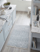 Blue and Ivory Hand Knotted Wool Modern Pattern Area Rug 2x3