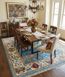 Blue and Ivory Traditional Oushak Hand Knotted Wool Area Rug by The Rug Decor