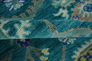 Blue and Mustard Hand knotted Traditional Oriental Oushak 9x12 wool Area Rug by The Rug Decor
