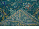 Blue and Mustard Hand knotted Traditional Oriental Oushak 9x12 wool Area Rug by The Rug Decor