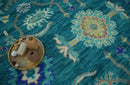 Blue and Mustard Hand knotted Traditional Oriental Oushak 9x12 wool Area Rug by The Rug Decor