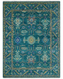Blue and Mustard Hand knotted Traditional Oriental Oushak 9x12 wool Area Rug