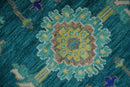 Blue and Mustard Hand knotted Traditional Oriental Oushak 9x12 wool Area Rug
