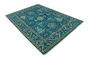 Blue and Mustard Hand knotted Traditional Oriental Oushak 9x12 wool Area Rug by The Rug Decor