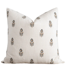 Marla Floral Block Printed Pillow Cover | Blue and Mustard by Apartment No.3