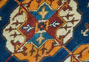 Blue And Mustard Traditional Medallion Design 8x10 Hand Knotted wool Area Rug