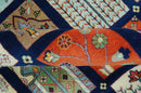 Blue And Orange Traditional Floral Design 8x11 Hand Knotted wool Area Rug