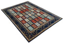 Blue And Orange Traditional Floral Design 8x11 Hand Knotted wool Area Rug