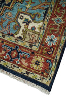 Blue and Rust Hand Knotted 8x10, 9x12, 10x14 and 12x15 Wool Antique Area Rug by The Rug Decor