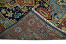 Blue and Rust Hand Knotted 8x10, 9x12, 10x14 and 12x15 Wool Antique Area Rug by The Rug Decor