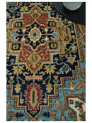 Blue and Rust Hand Knotted 8x10, 9x12, 10x14 and 12x15 Wool Antique Area Rug by The Rug Decor