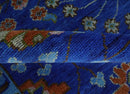 Blue and Rust Hand Knotted Traditional Floral Oushak 8.9x12.1 Wool Area Rug by The Rug Decor