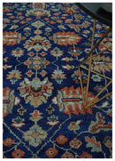 Blue and Rust Turkish Design Traditional Serapi 8X10 Hand Knotted Wool Area Rug by The Rug Decor