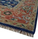 Blue and Rust Turkish Design Traditional Serapi 8X10 Hand Knotted Wool Area Rug by The Rug Decor
